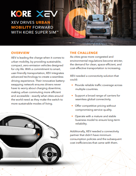 XEV Drives Urban Mobility Forward with KORE Super SIM™