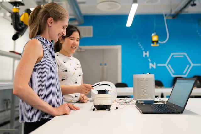 Two young women create iot technologies