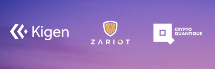 Kigen, Zariot and Crypto Quantique's logos